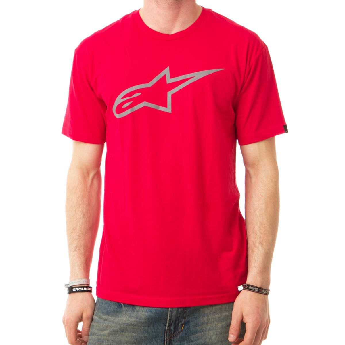 Freizeit/Streetwear Bekleidung-T-Shirts/Polos - Alpinestars T-Shirt Alpinestars Logo Red/Grey