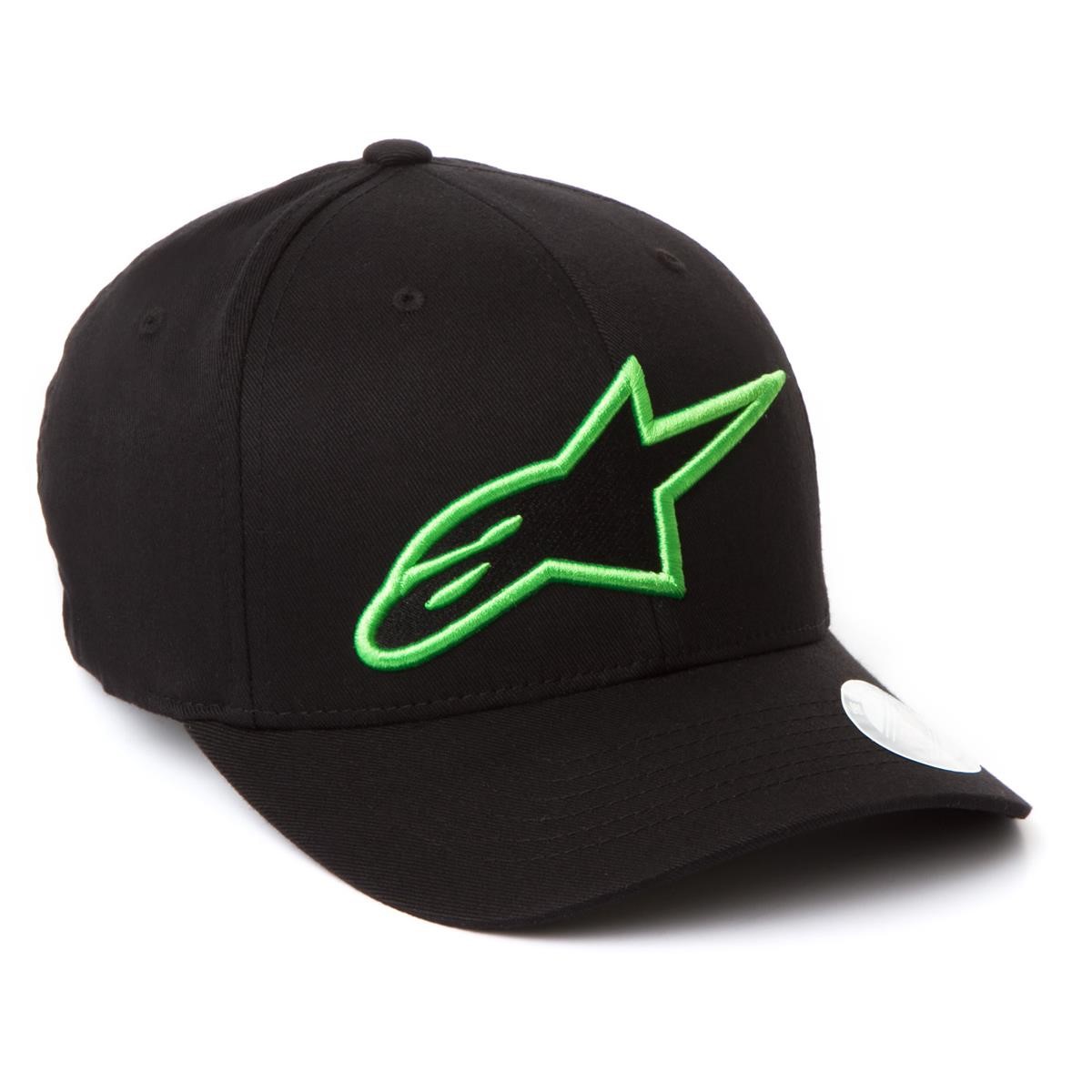 Freizeit/Streetwear Bekleidung-Beanies/Mützen/Caps - Alpinestars Flexfit Cap/Mütze Logo Astar Black/Monster Green