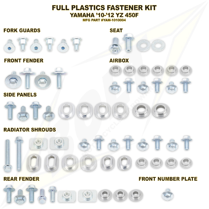 Bolt Fastener Kit  for Plastics, Yamaha YZF 450 10-13