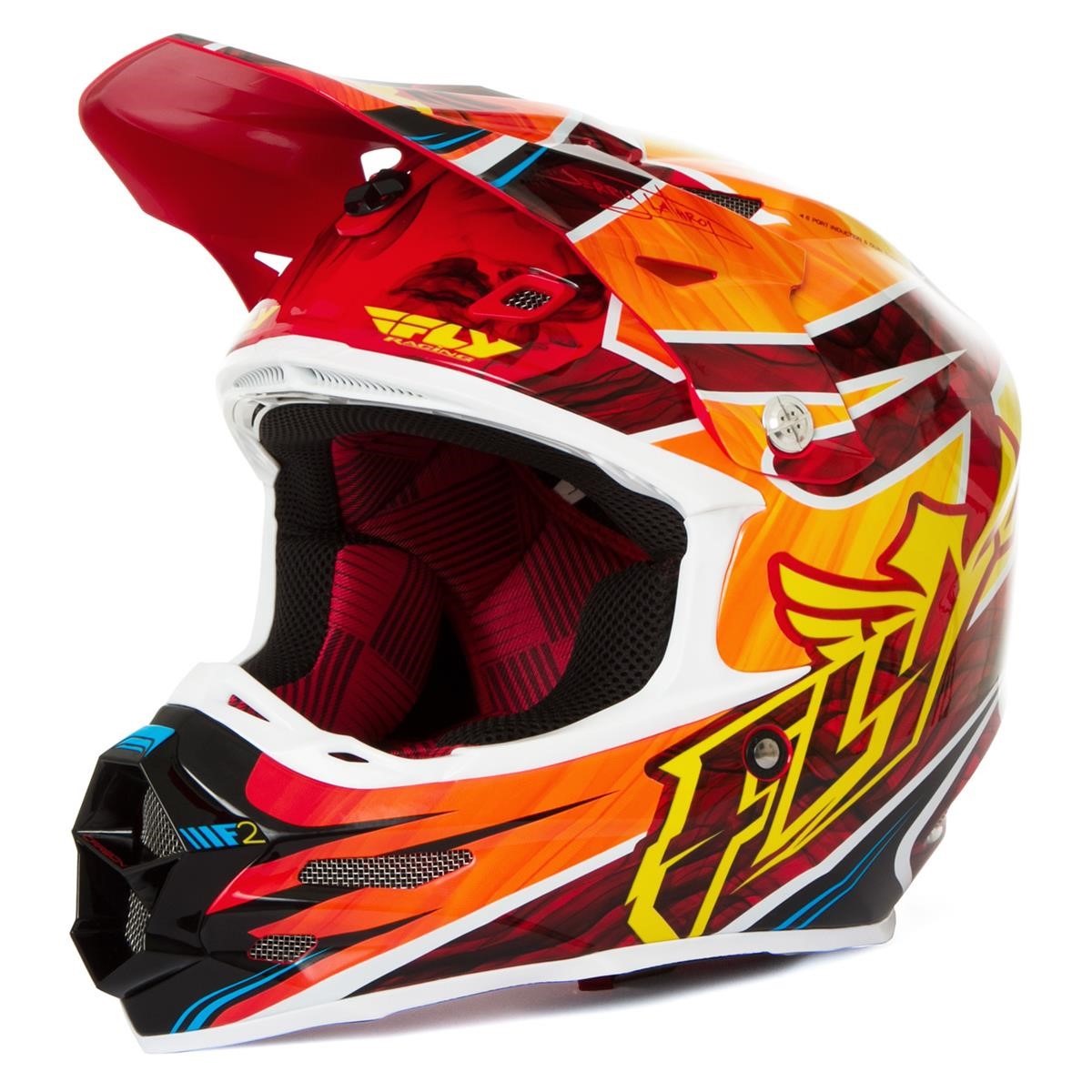 Fly Racing Casque MX F2 Carbon Acetylene Red/Yellow