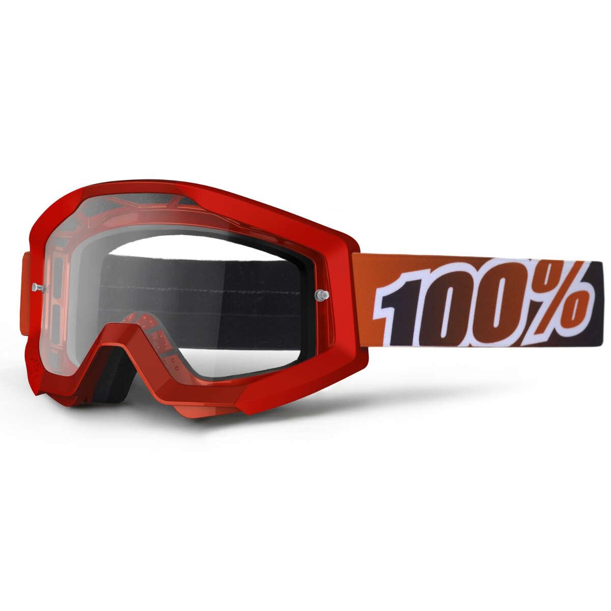 100% Goggle Strata Fire Red - Clear Anti-Fog
