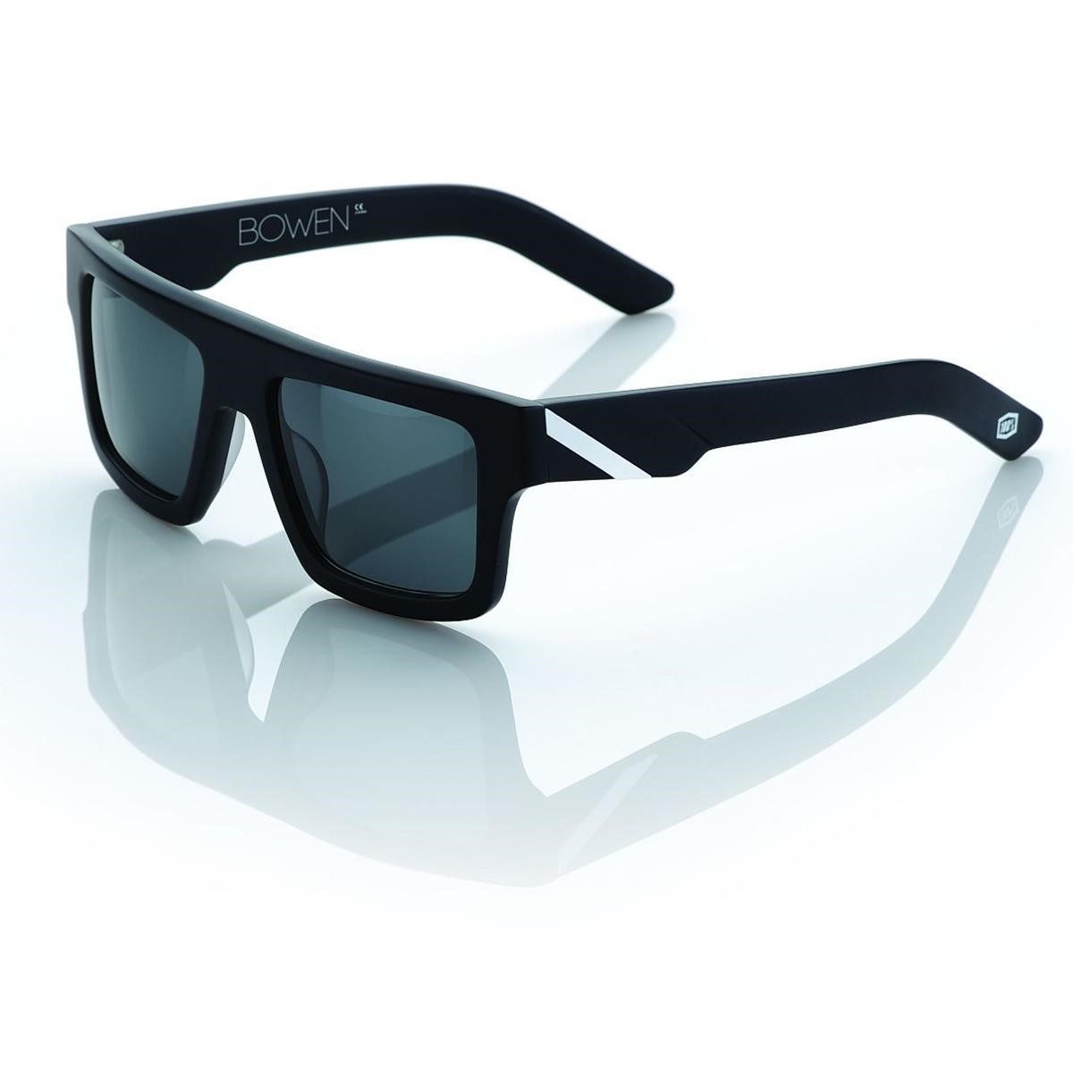 100% Sunglasses The Bowen Matte Black White - Grey Tint