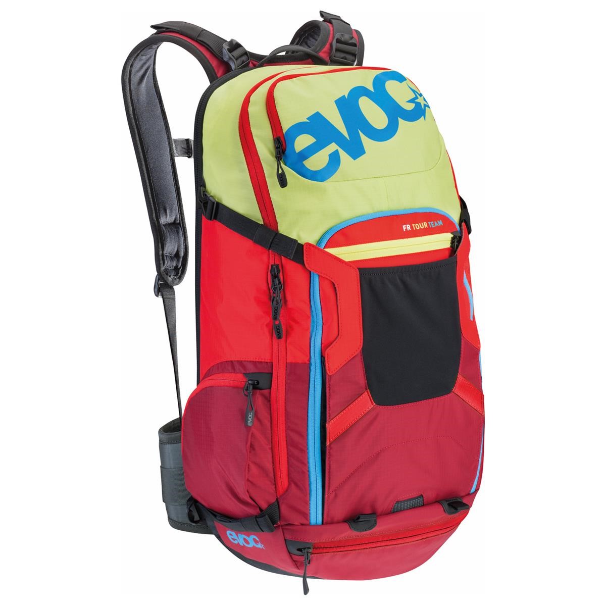 Evoc Protektor Backpack with Hydration System Compartment FR Tour Team - Lime/Red/Ruby, 30 Liter