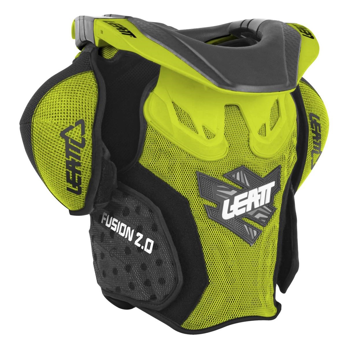 Leatt Kids Chest Protector Fusion Vest 2.0 inclusive Neck Brace, Green/Black
