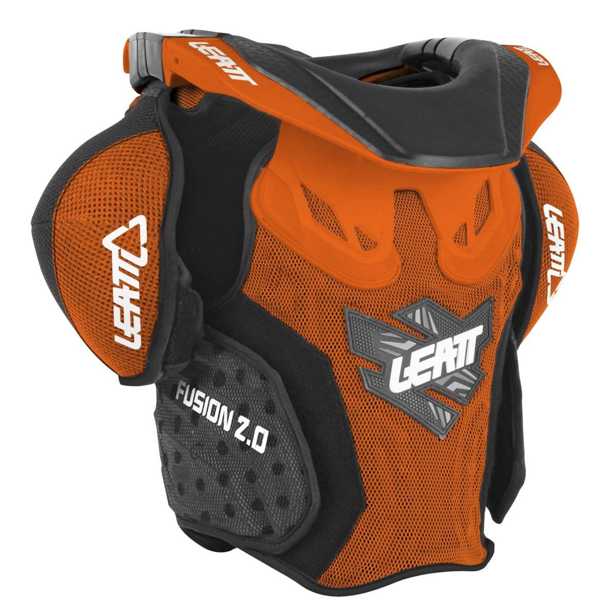 Leatt Kids Chest Protector Fusion Vest 2.0 inclusive Neck Brace, Orange/Black