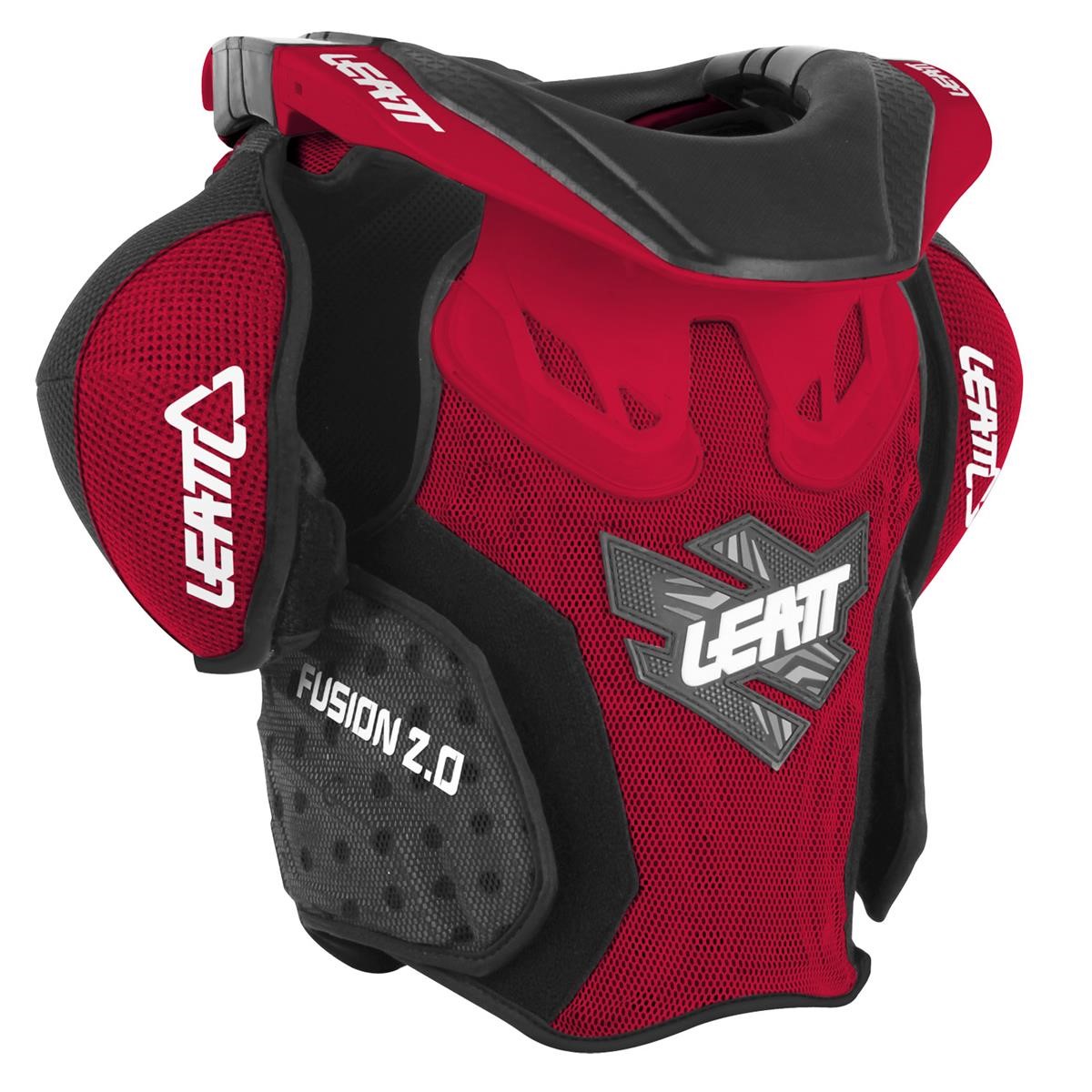 Leatt Kids Chest Protector Fusion Vest 2.0 inclusive Neck Brace, Red/Black