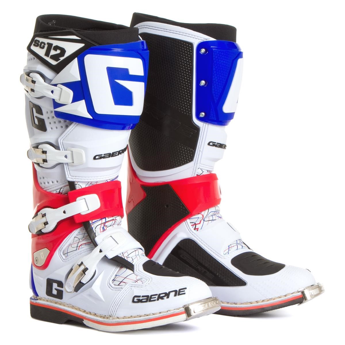 Gaerne Motocross-Stiefel SG 12 Weiß/Blau/Rot