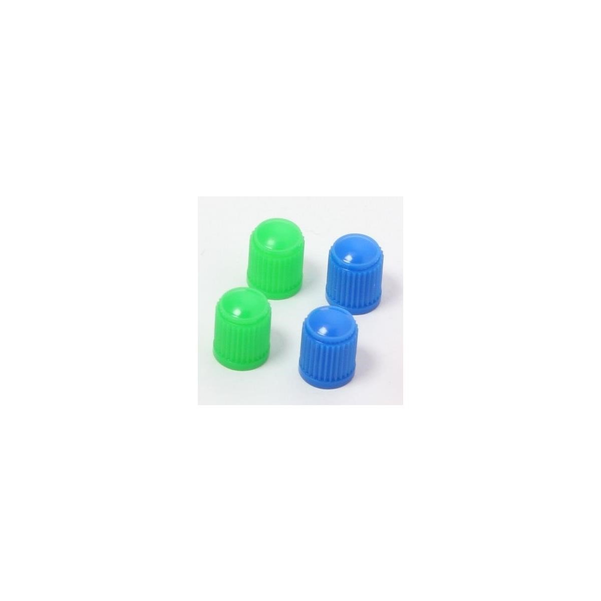 DRC Tappi Valvole  Blu/Verde, 4 pezzi, plastica