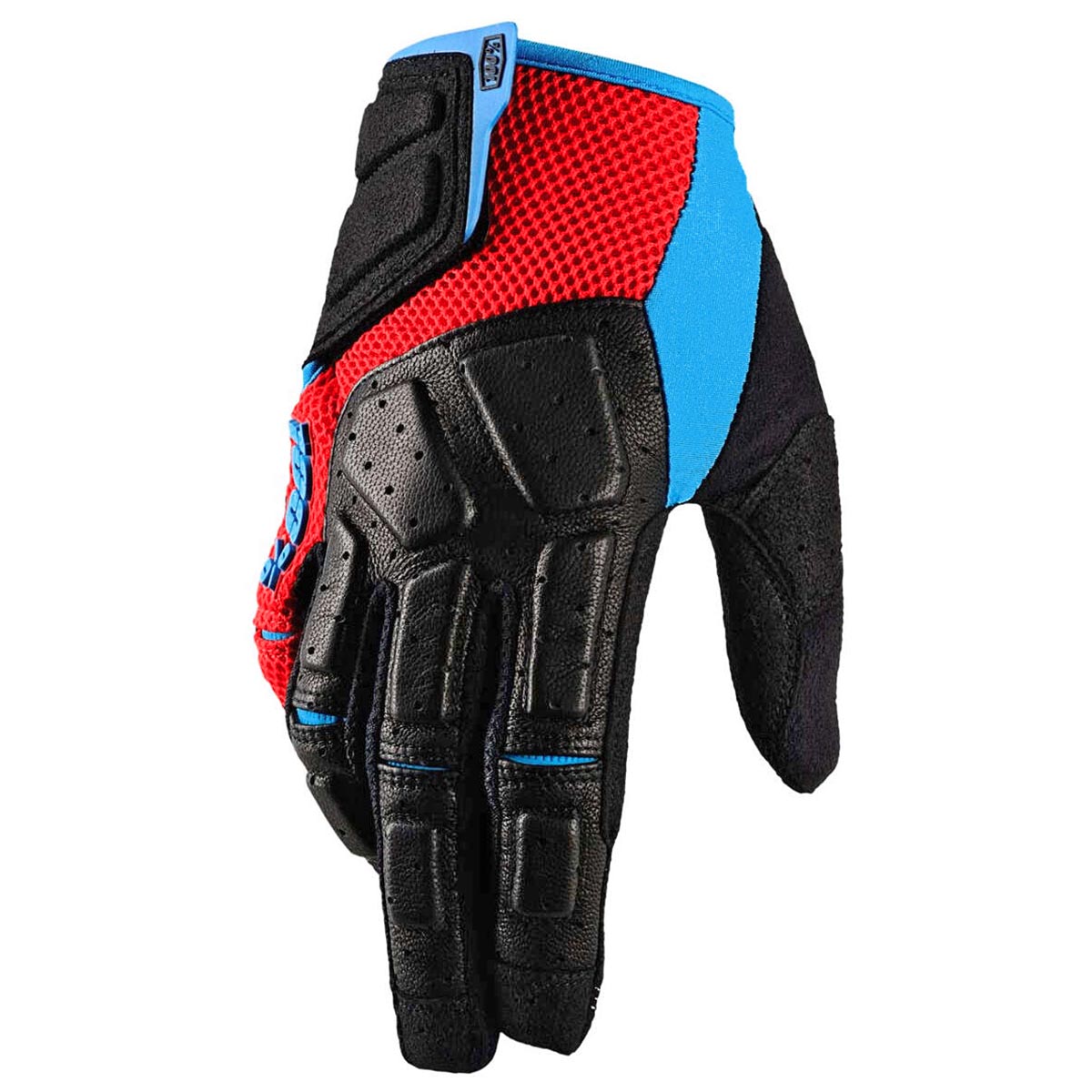 100% Gloves Simi Red/Cyan Blue