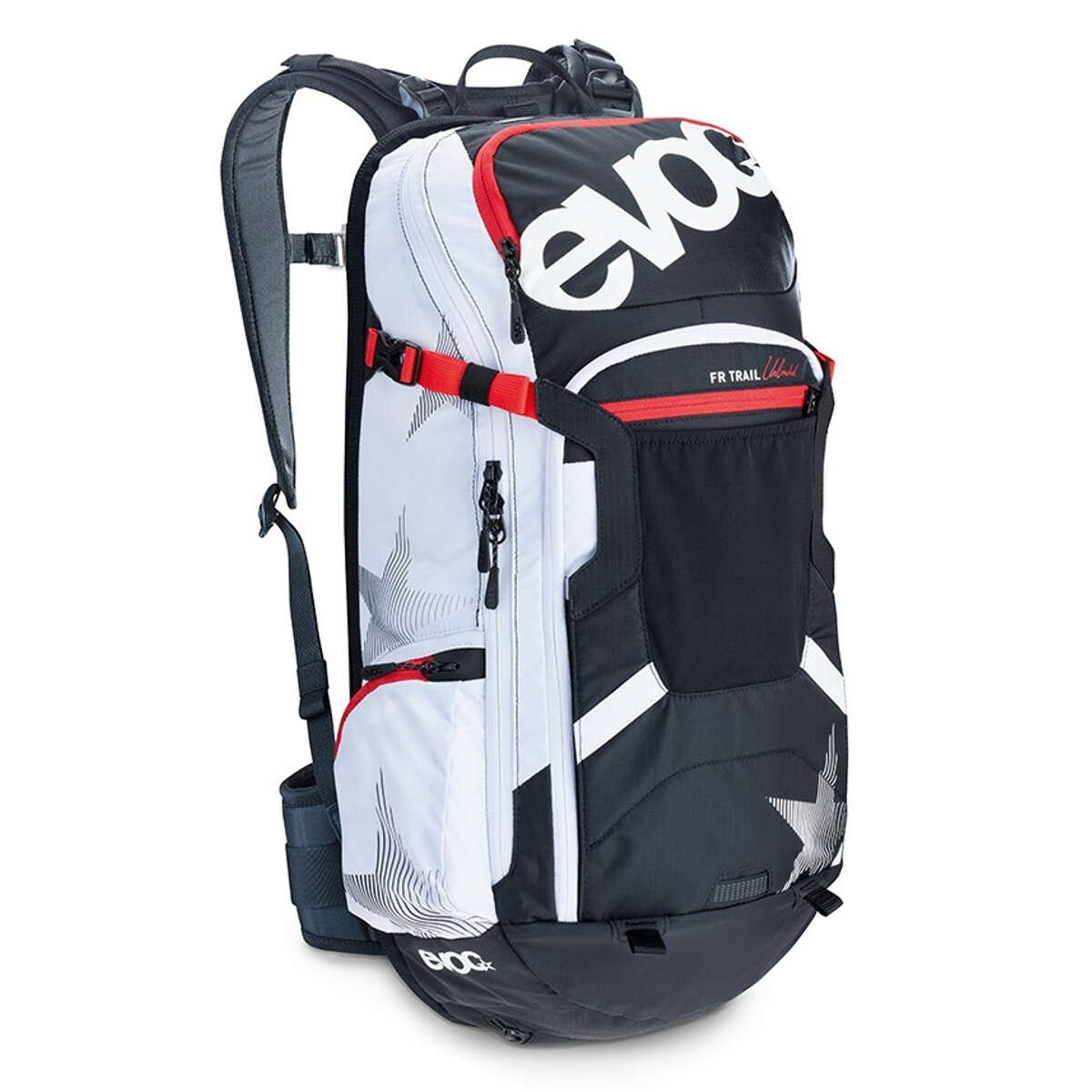 Evoc Protector Backpack with Hydration System Compartment FR Trail Unlimited Team - Black/White, 20 Liter