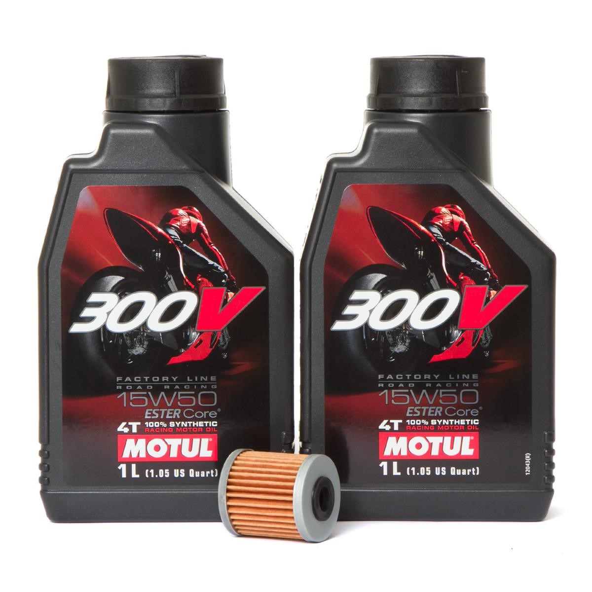 Motul Motorenöl-Set 15W50 inkl. Ölfilter für GasGas, Honda, Kawasaki
