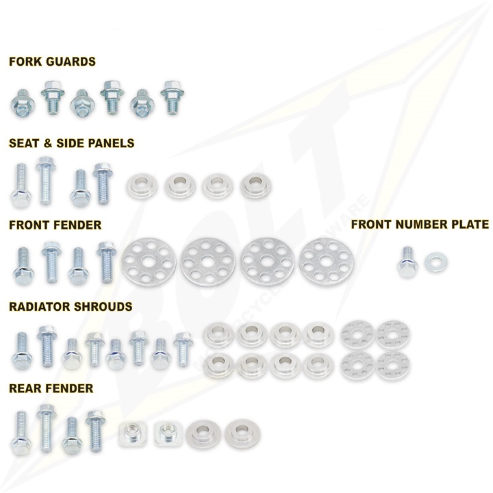 Bolt Fastener Kit Works for Plastics, Suzuki RMZ 250 10-18, RMZ 450 08-17