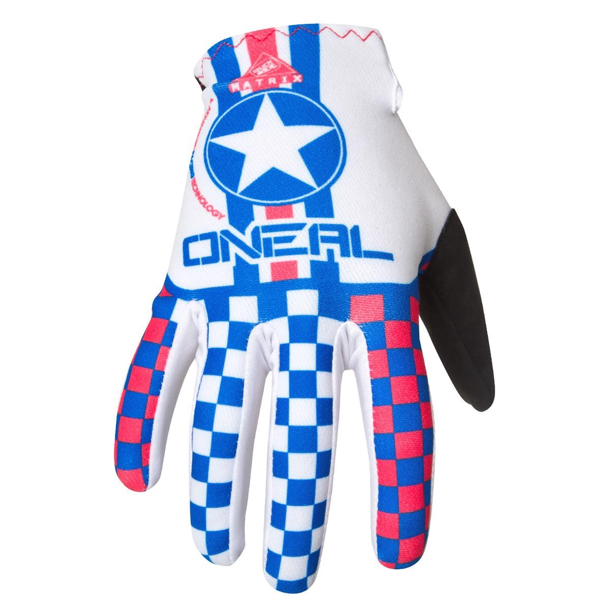 O'Neal Gloves Matrix Wingman White/Blue/Red