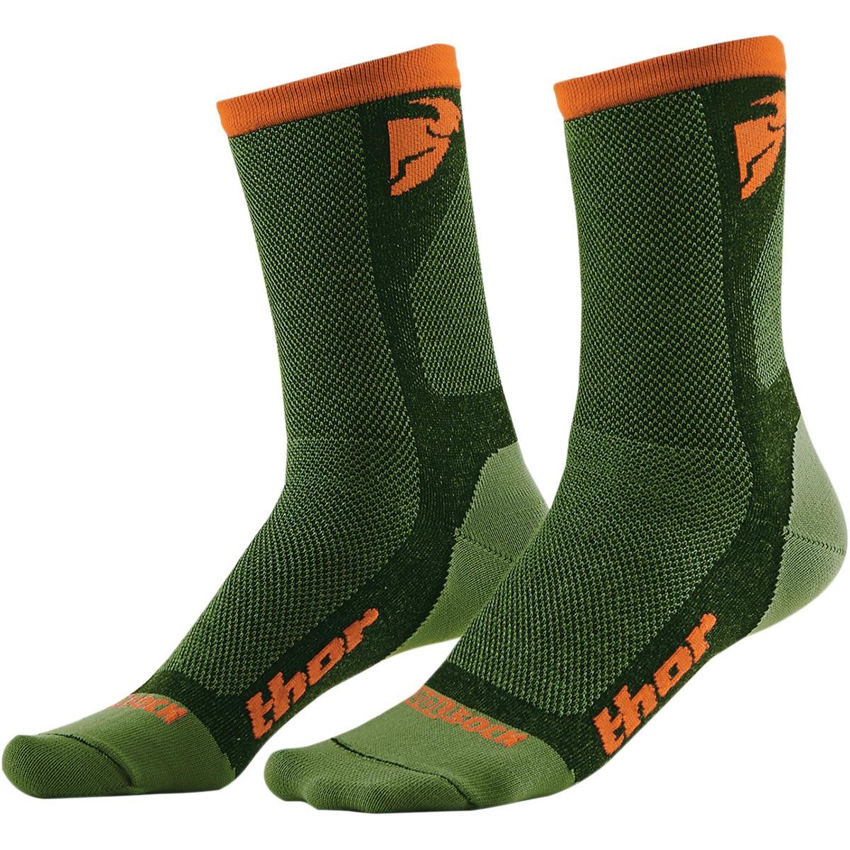 Thor Calze MX Dual Sport Cool Verde/Arancione