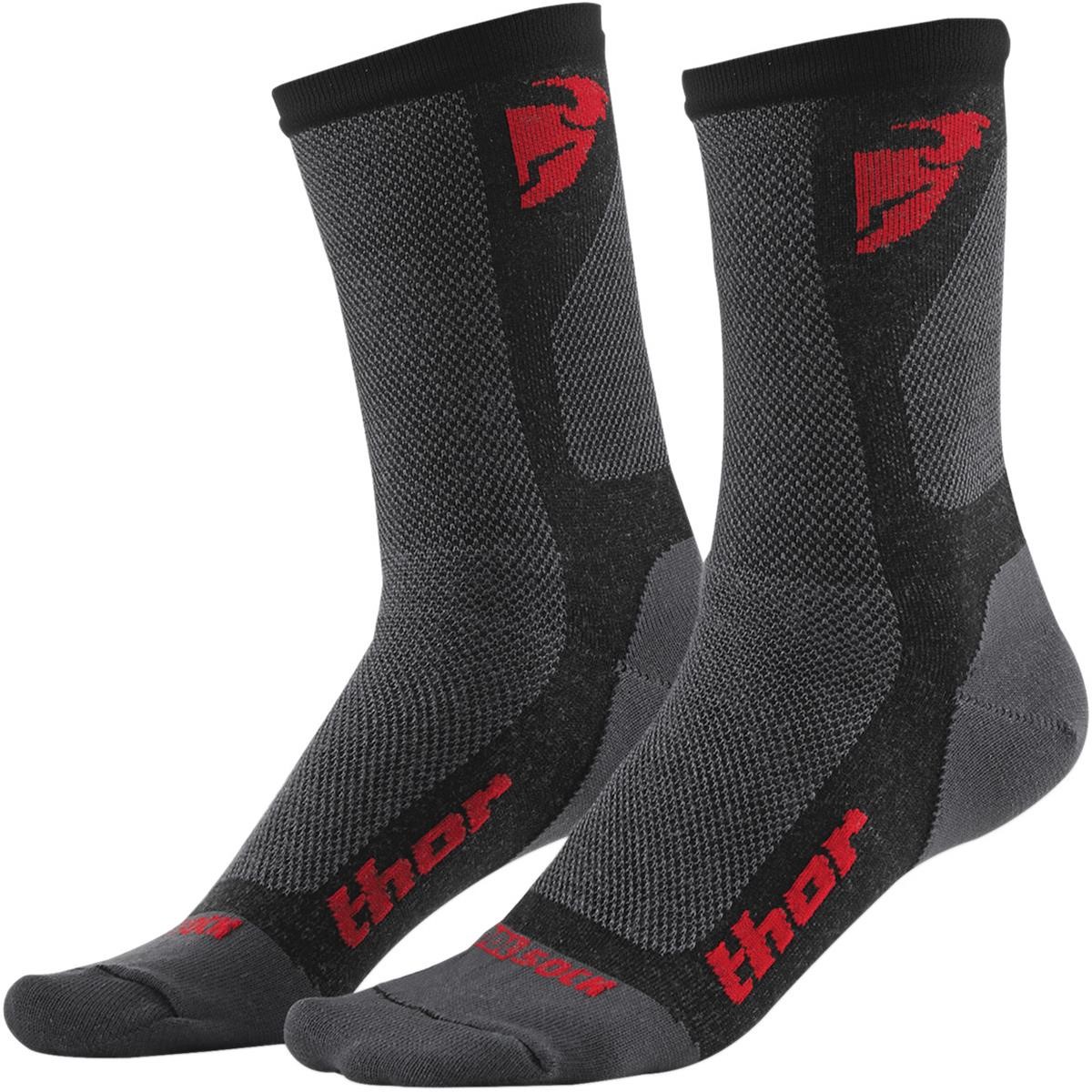 Thor Chaussettes MX Dual Sport Cool Charcoal/Rouge