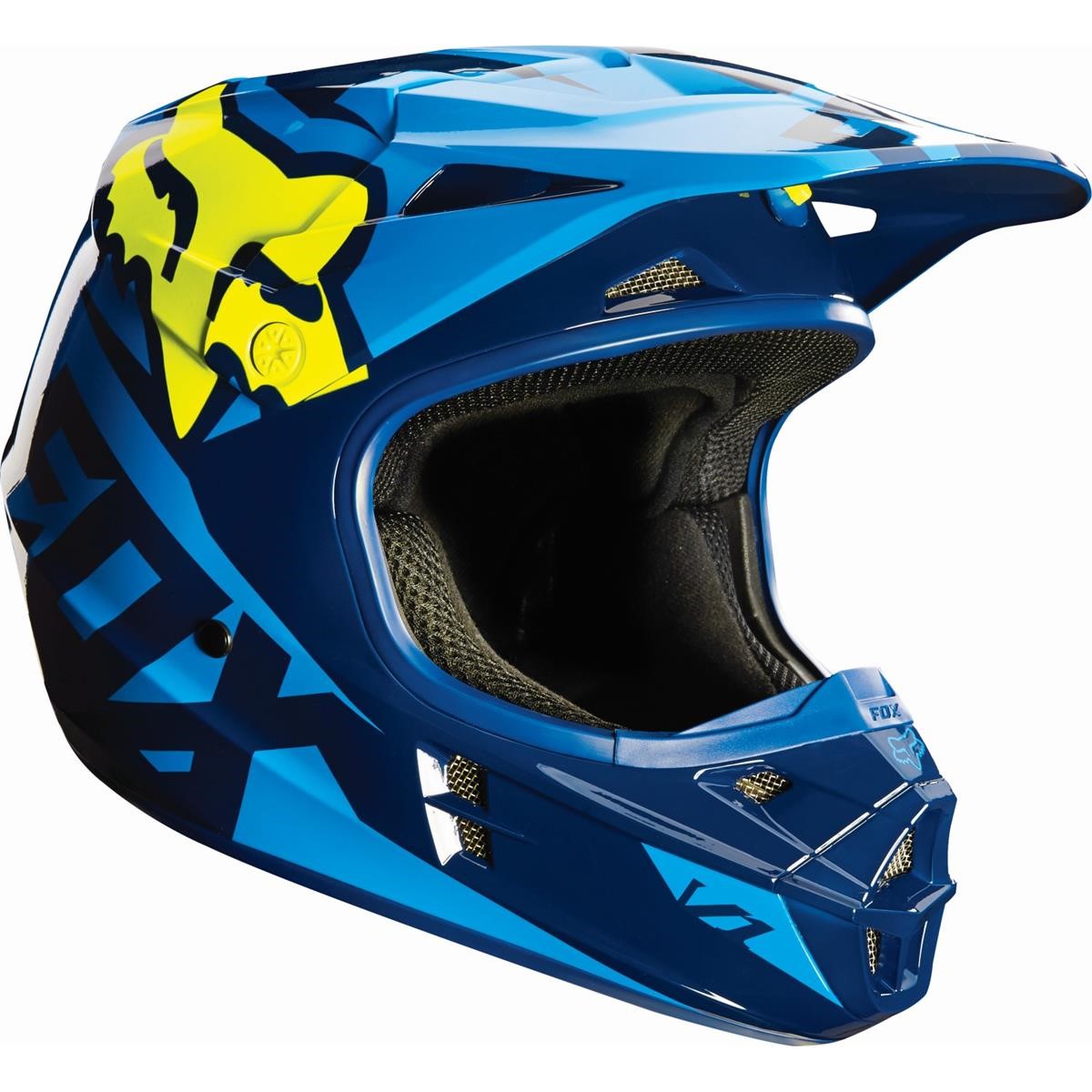 Fox Helm V1 Race Blau/Gelb
