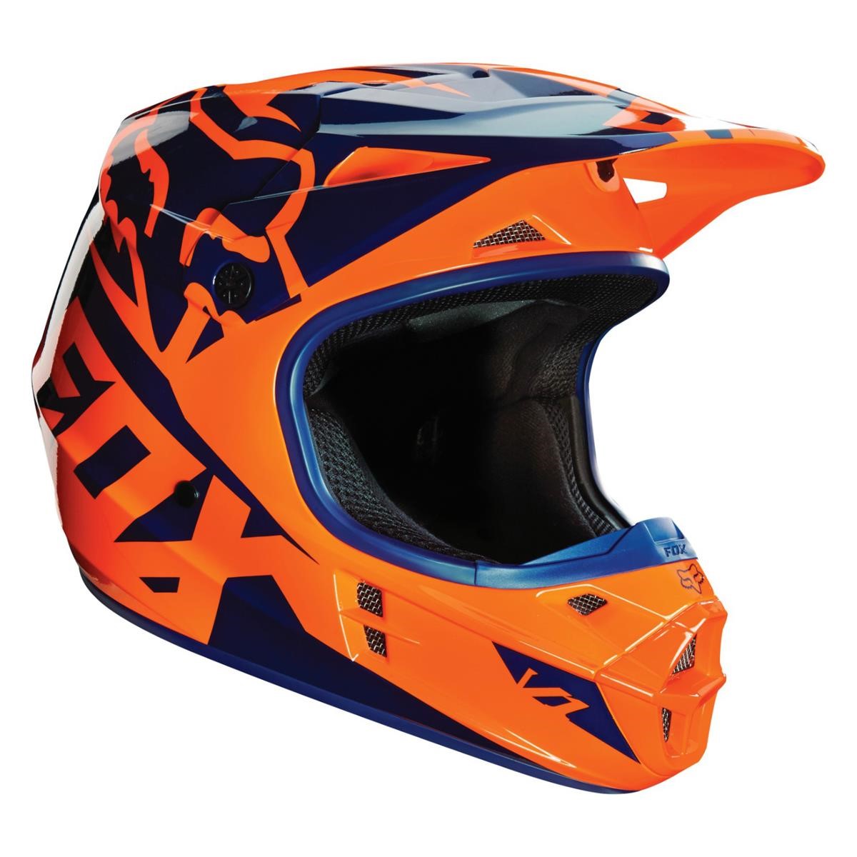 Fox Helm V1 Race Orange/Blau