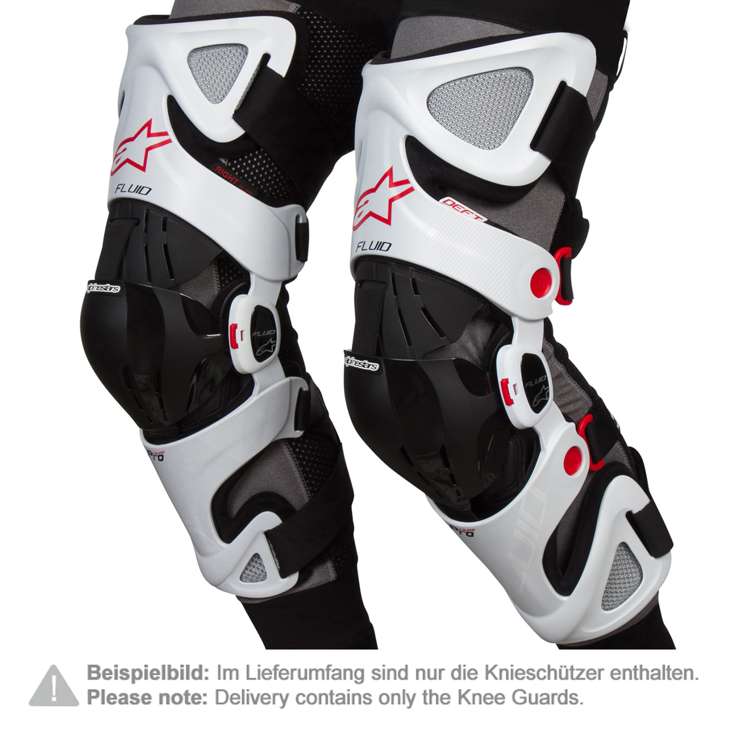 Alpinestars Knieorthese Fluid Pro Weiß/Schwarz/Rot - Paar