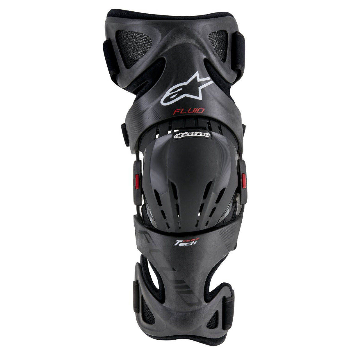 Alpinestars Genouillère Fluid Tech Carbon Anthracite/Red/White - Right