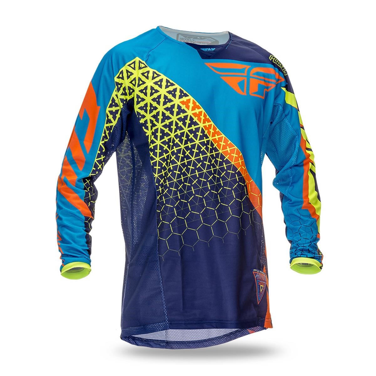 Fly Racing Maillot MX Kinetic Trifecta Blue/Orange