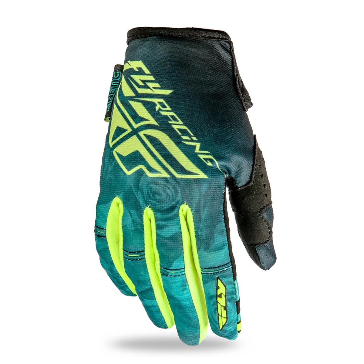 Fly Racing Girls Gloves Kinetic Teal/Yellow Fluo