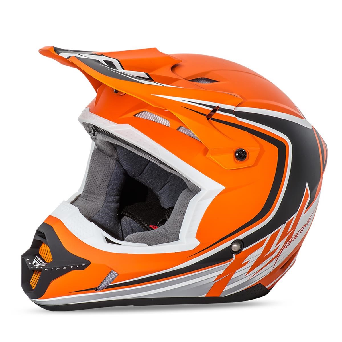 Fly Racing Helm Kinetic Fullspeed Matt - Orange/Schwarz/Weiß