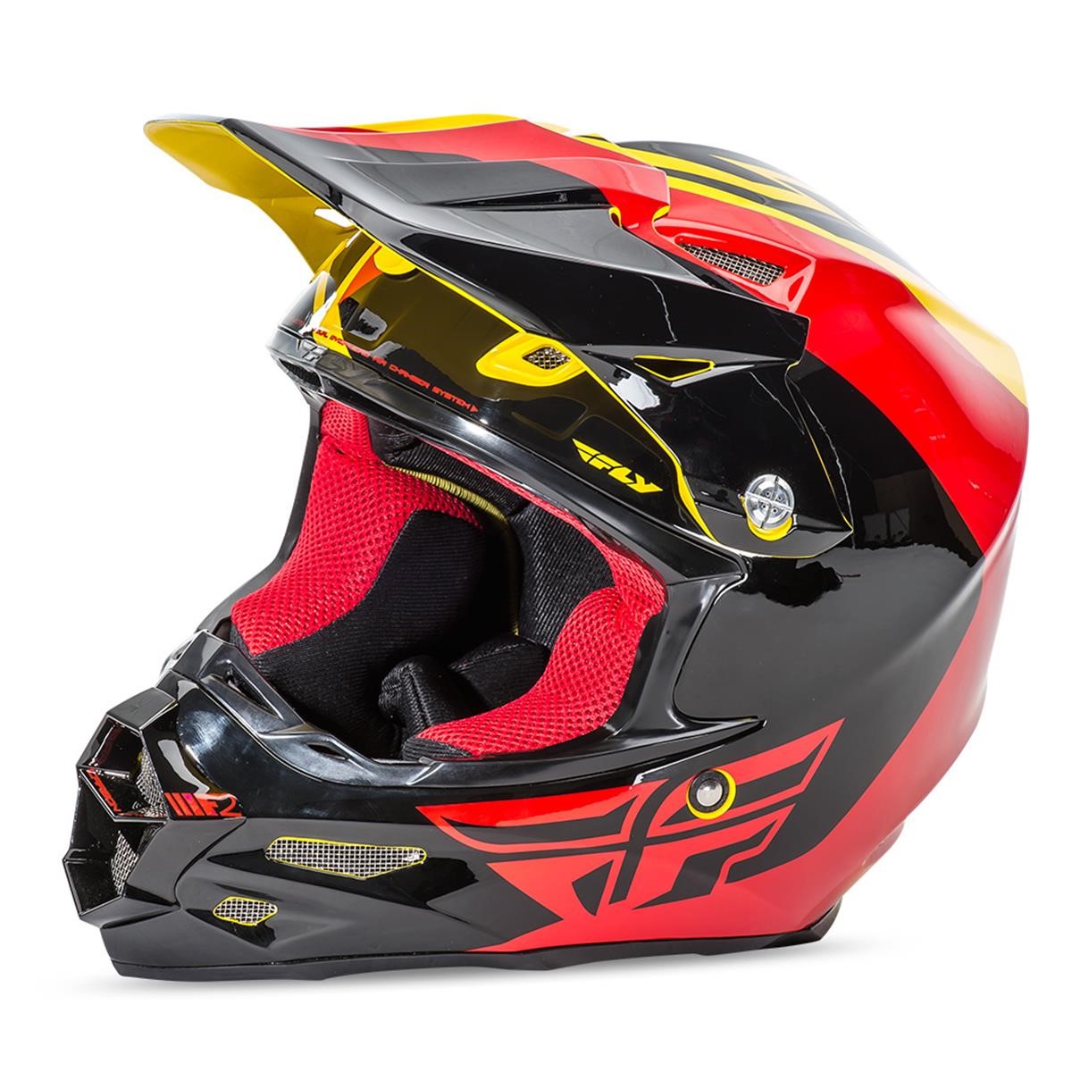 Fly Racing Helm F2 Carbon Pure Gelb/Schwarz/Rot