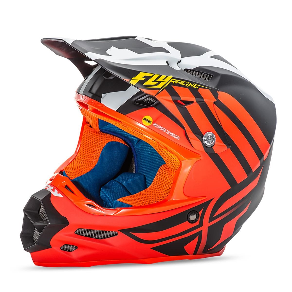 Fly Racing Helm F2 Carbon Zoom Matt - Orange/Schwarz/Weiß
