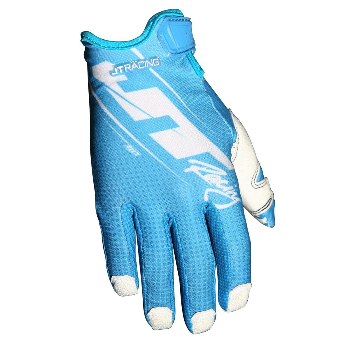 JT Racing USA Gloves Lite Slasher Cyan/White