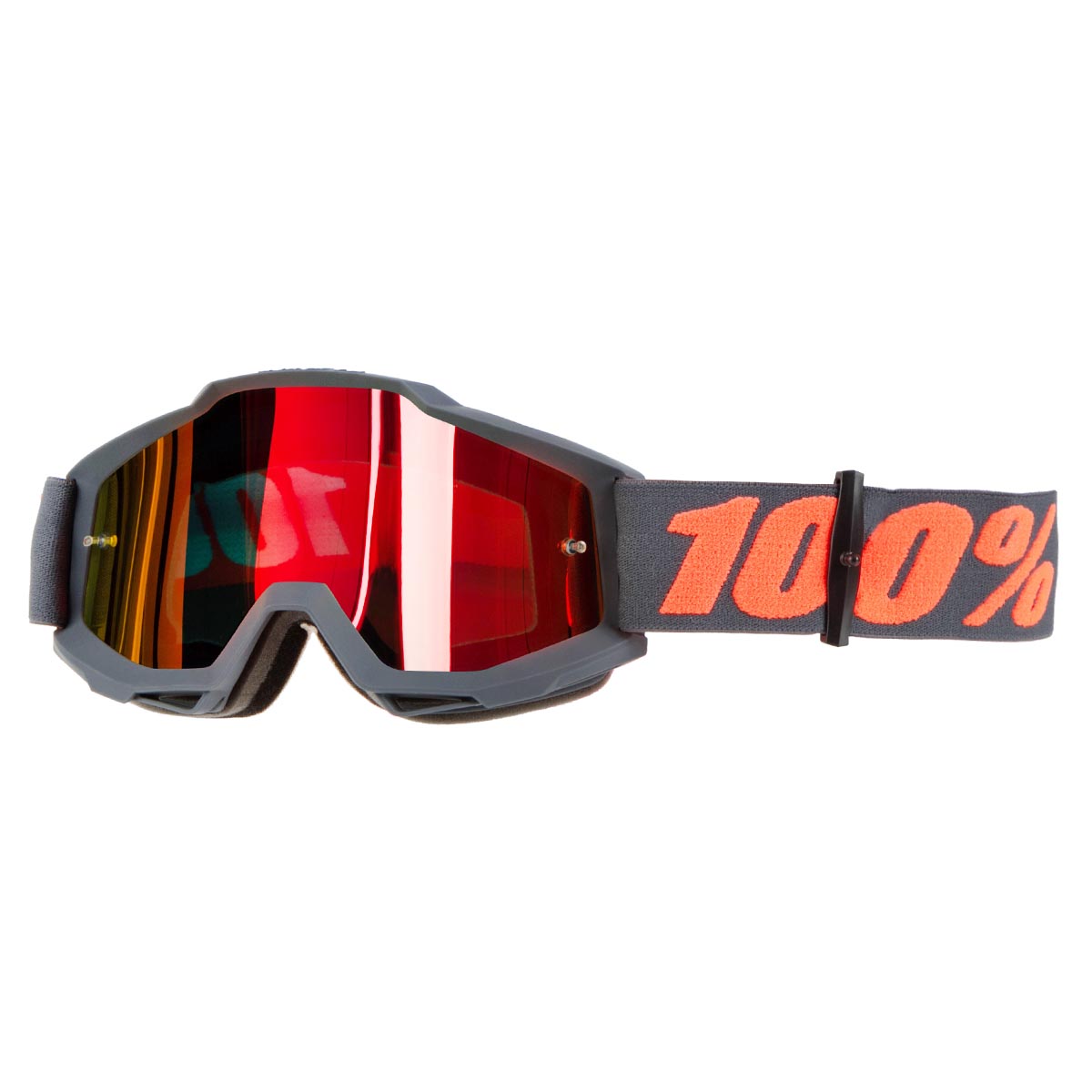 100% Maschera Accuri Gunmetal - Rosso Anti-Fog