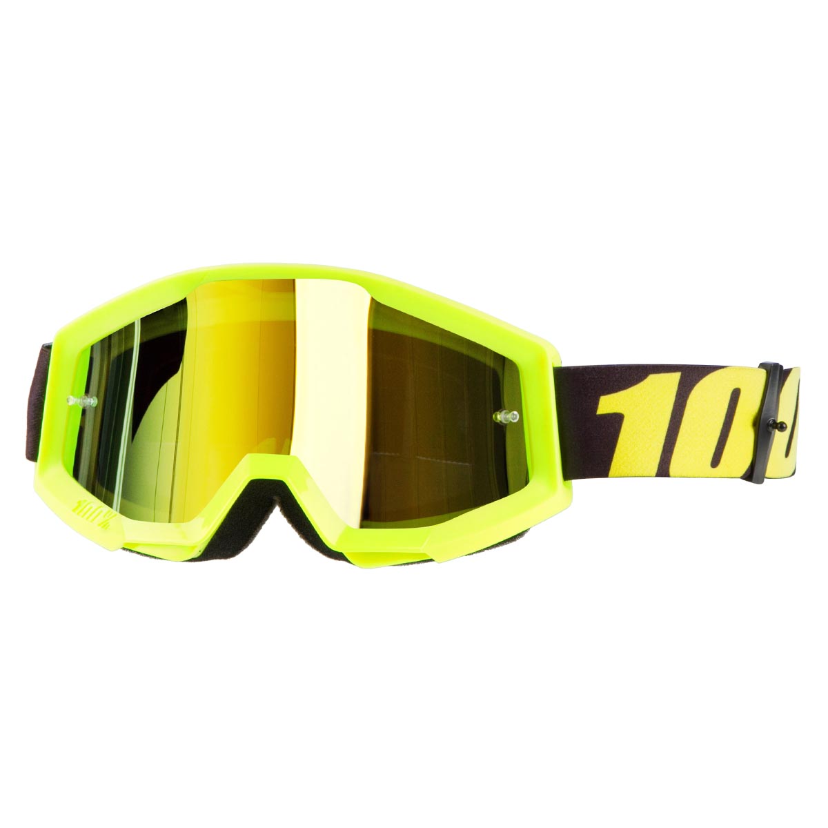 100% Goggle Strata Neon Yellow - Mirror Gold Anti-Fog