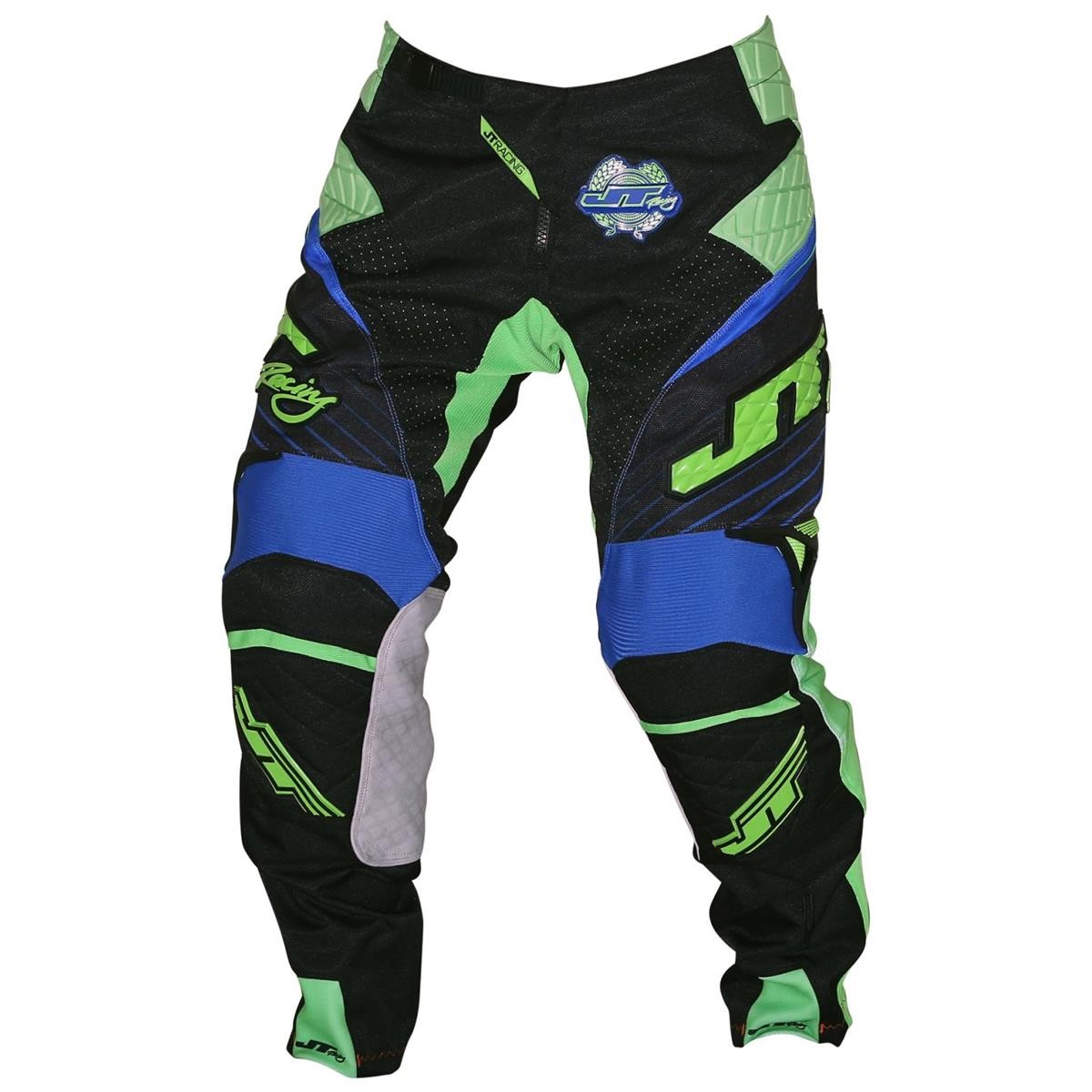 JT Racing USA Pantalon MX Protek Subframe Black/Blue/Green Flo