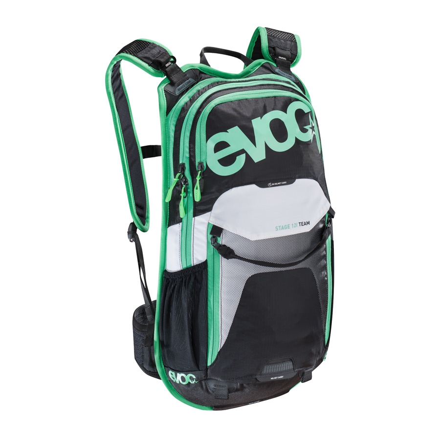 Evoc Backpack with Hydration System Compartment Stage Team Black/White/Green, 12 Liter