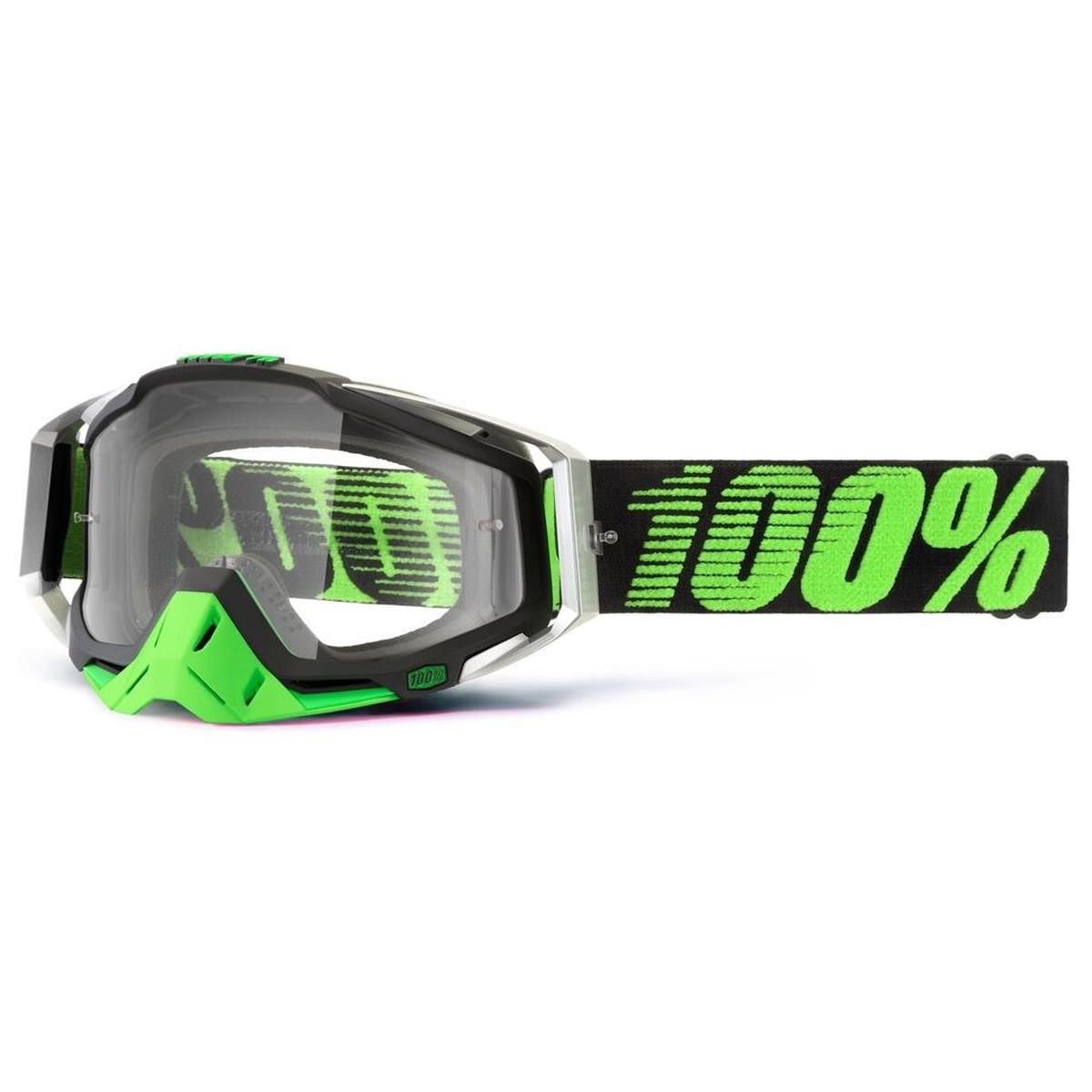 100% Goggle Racecraft Metal/Lime - Clear Anti-Fog