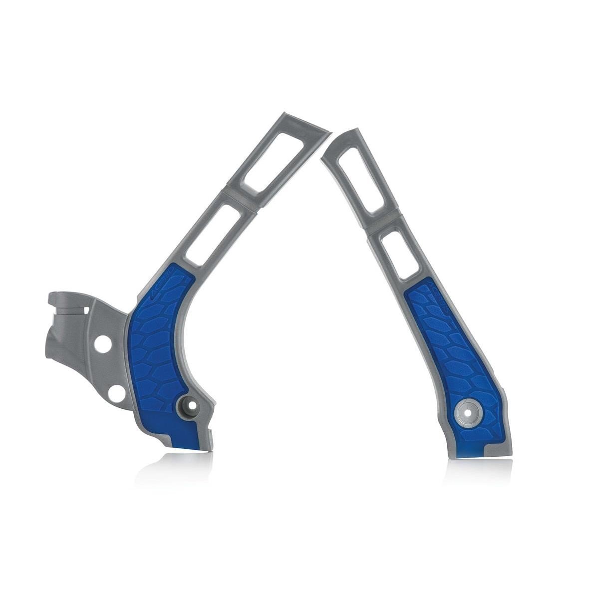 Acerbis Protections de Cadre Anti-Dérapante X-Grip Yamaha YZ 125/250, WR 125/250, Argent/Bleu