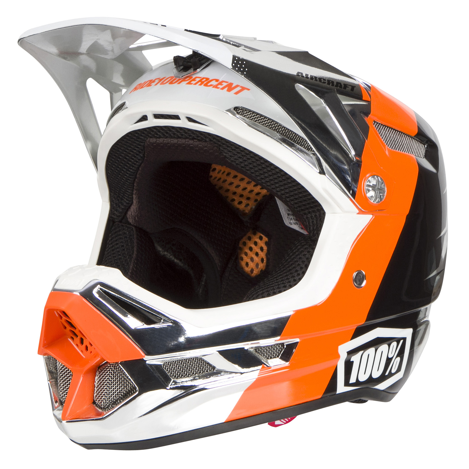 100% Downhill MTB Helmet Aircraft - Chrome Edition R8 Chrome Orange