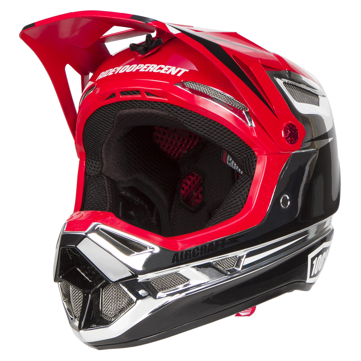 100% Downhill MTB Helmet Aircraft - Chrome Edition Twinblaze Chrome Red