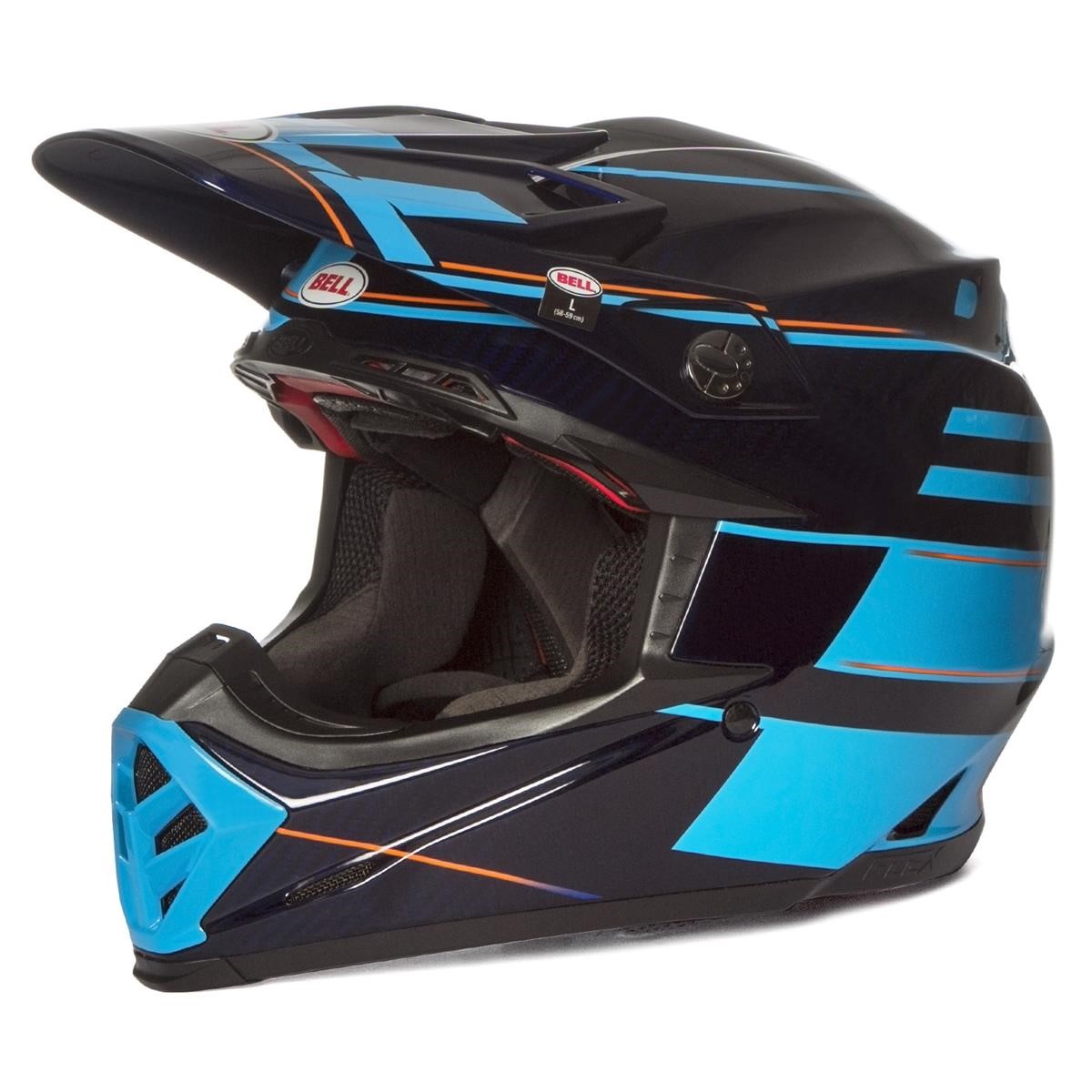 Bell Helm Moto-9 Carbon Flex Blocked - Blau