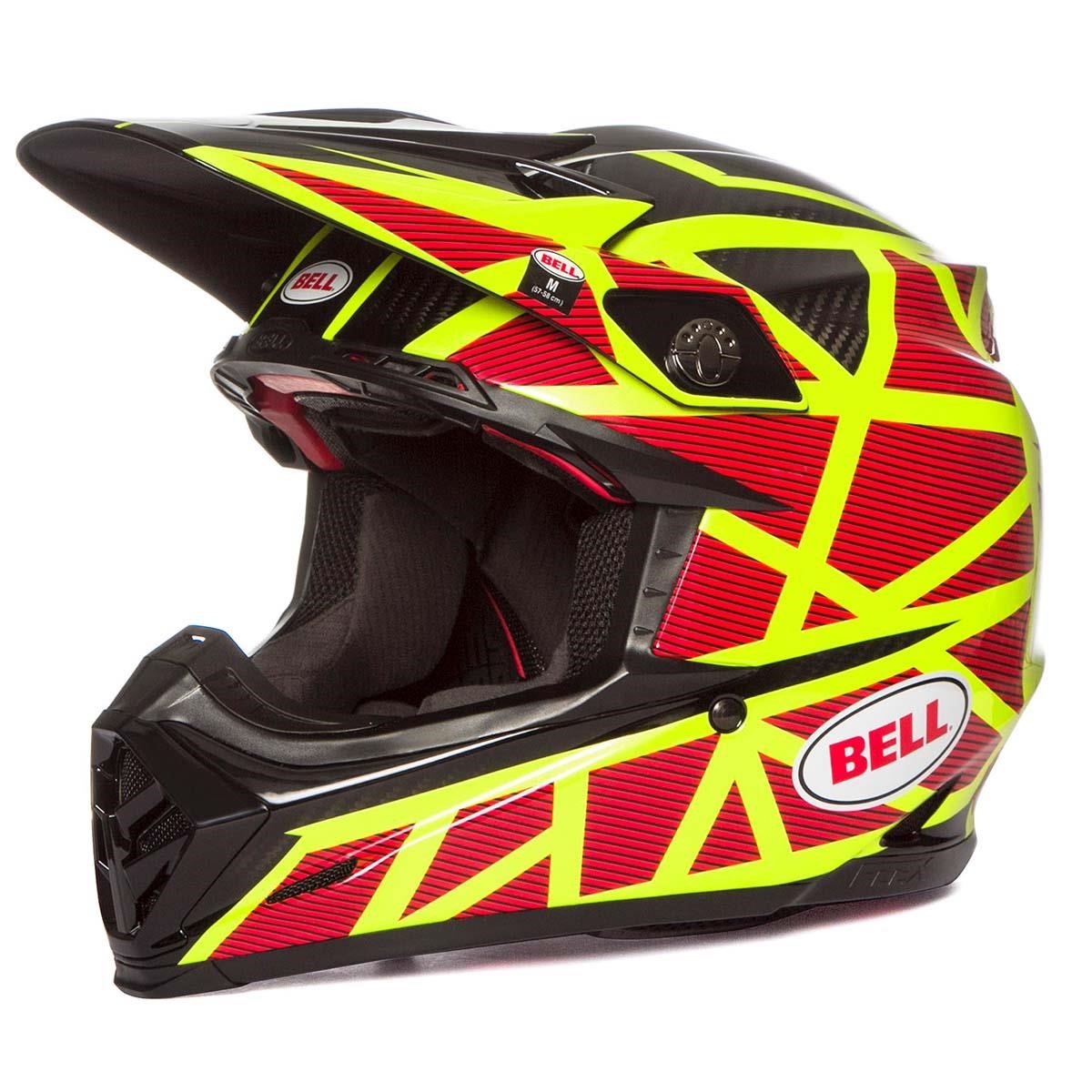 Bell Motocross-Helm Moto-9 Carbon Flex Strapped - Gelb/Rot