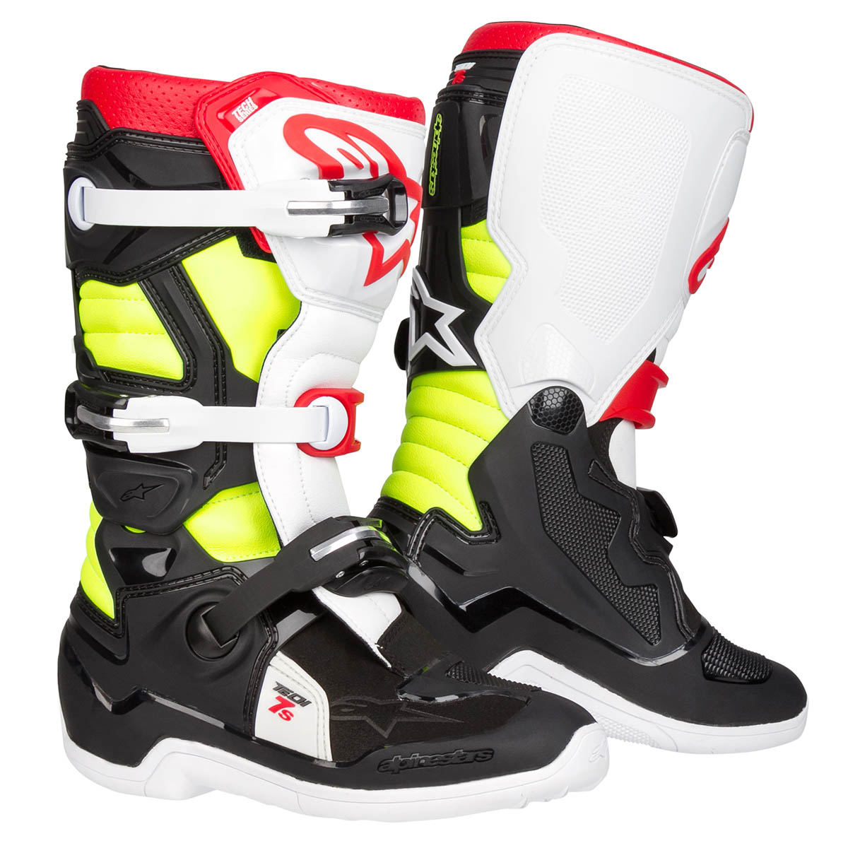 Alpinestars Kids Motocross-Stiefel Tech 7 S Schwarz/Rot/Fluo Gelb