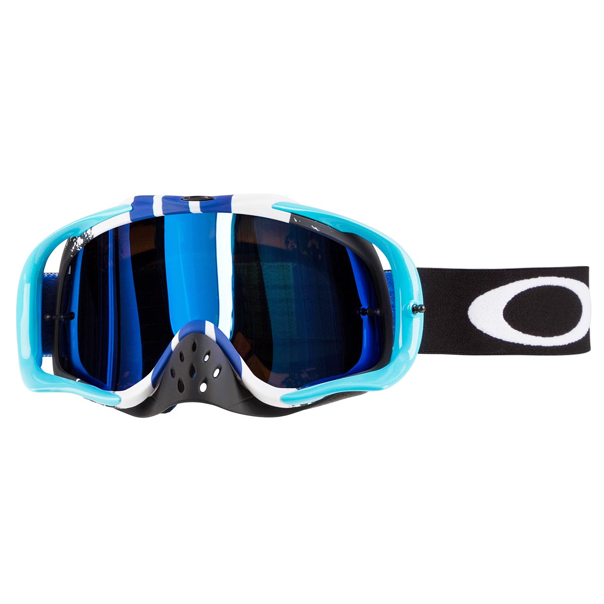 Oakley Crossbrille Crowbar MX Pinned Race Blue/White - Black Ice Iridium/Klar Anti-Fog