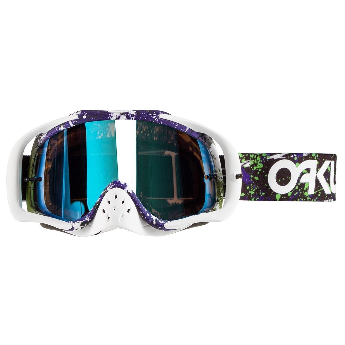 Oakley Maschera Crowbar MX Factory Pilot Splatter Green/Purple - Violet Iridium/Clear Anti-Fog