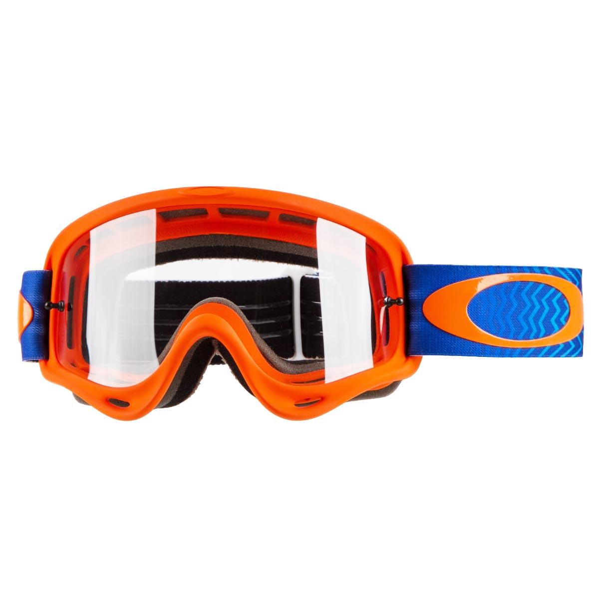 Oakley Maschera O Frame MX Shockwave Orange/Blue - Clear Anti-Fog