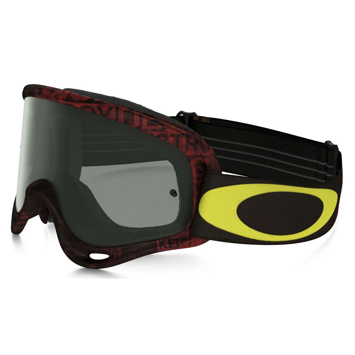 Oakley Crossbrille O Frame MX Distressed Tagline Red/Yellow - Dunkelgrau Anti-Fog