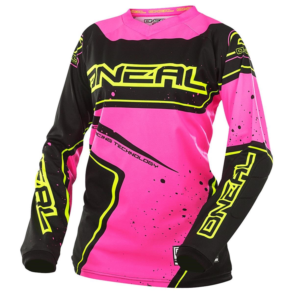 O'Neal Donna Maglia MX Element Racewear Black/Pink/Yellow