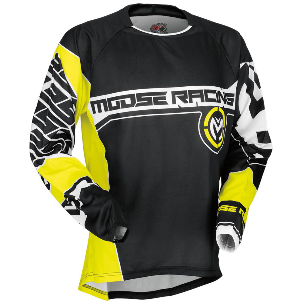 Moose Racing Jersey Qualifier Black/HiViz Yellow/White