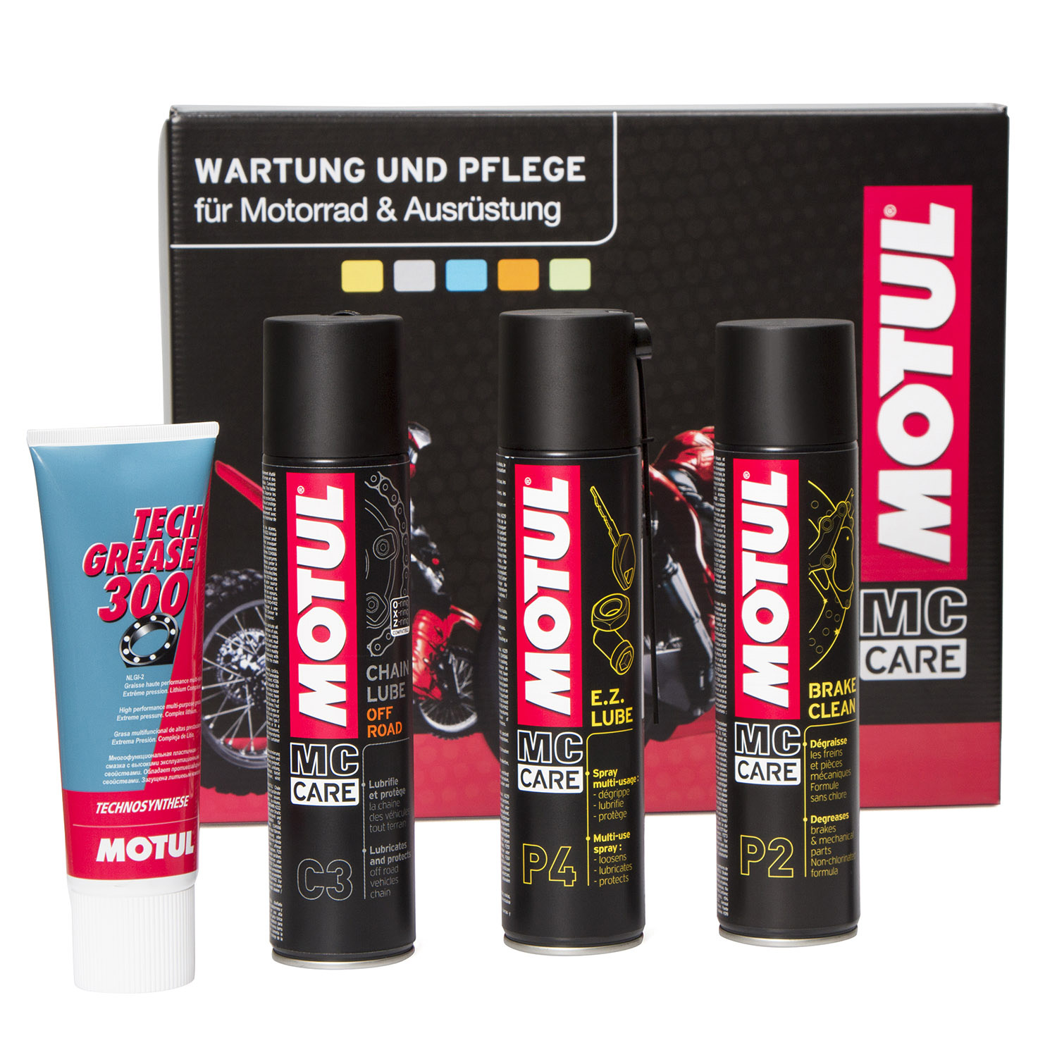 Motul Gift Box  Chain Spray/Brake Cleaner/Multi-Purpose Spray/Multi-Purpose Grease