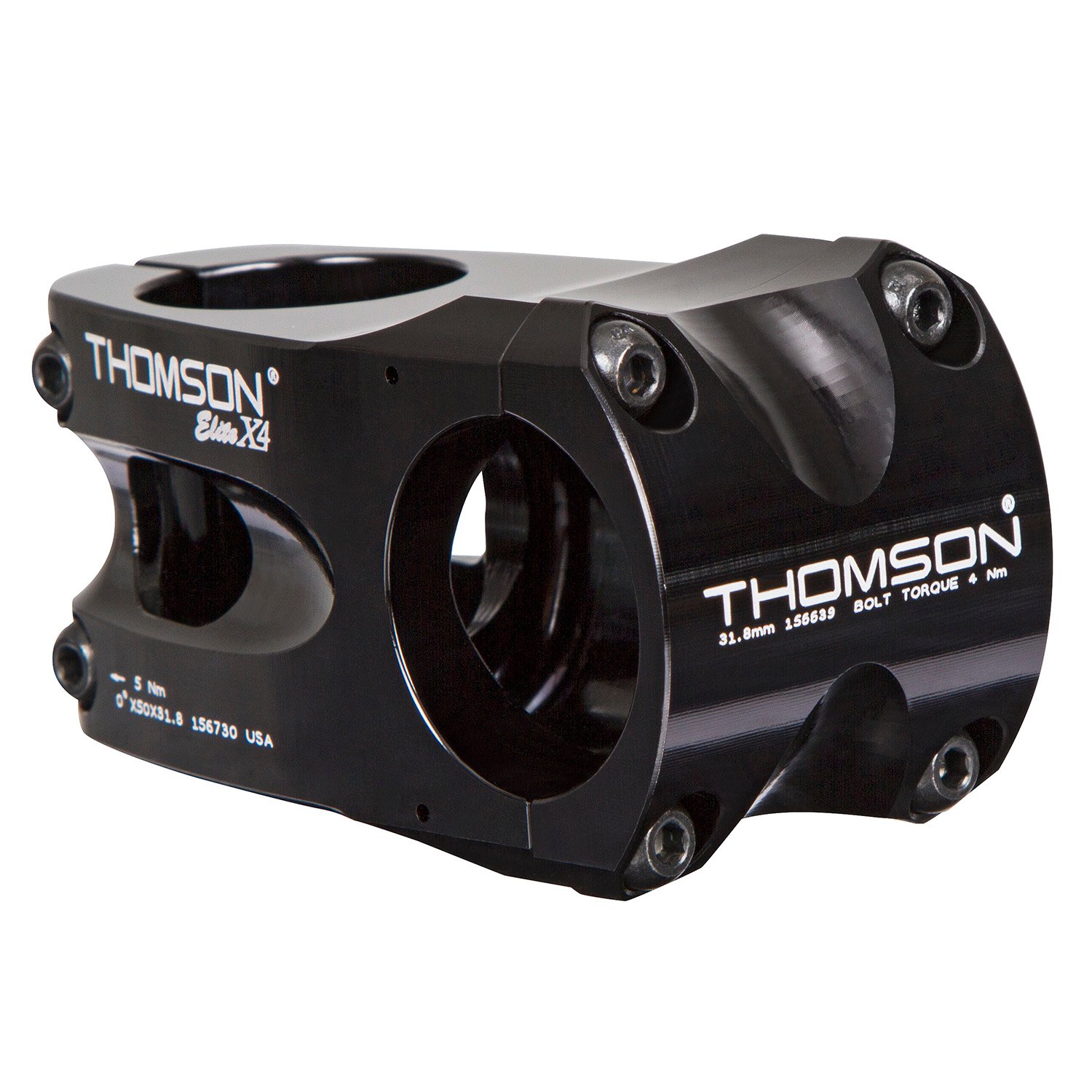 Thomson MTB Stem Elite X4 Black, 31.8 mm, A-Head, 50 mm, 0 Degrees