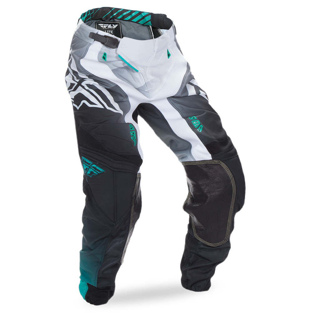 Fly Racing MX Pants Lite Hydrogen Black/White/Teal