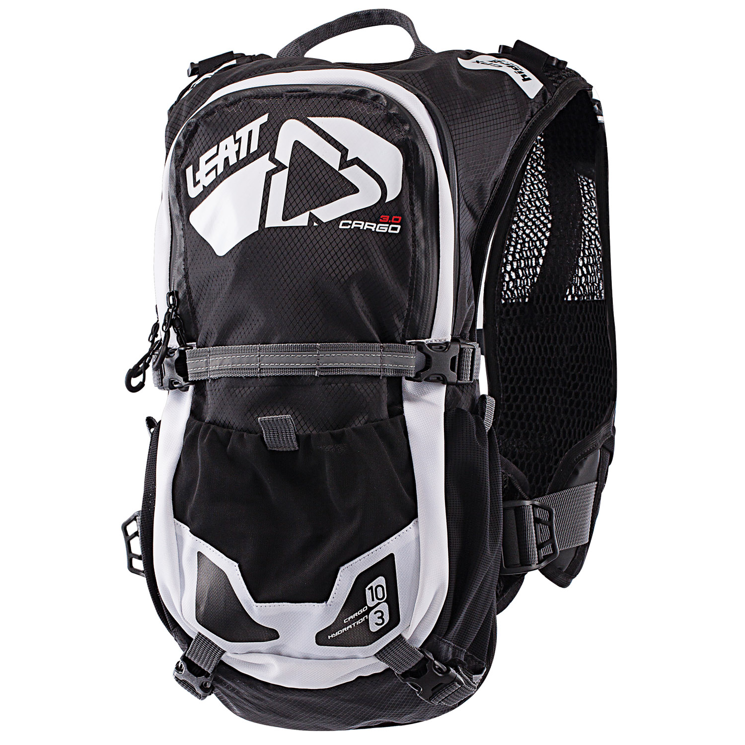Leatt Backpack with Hydration System GPX Cargo 3.0 Incl. Back Protector, Black/White, 3 L